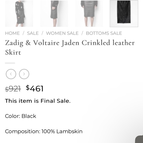 Zadig & Voltaire Jaden Crinkled leather Skirt - Picture 6 of 11